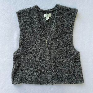 Vintage Gray Beverly Hills Polo Club Wool Blend Zip Sweater Vest Size M Winter